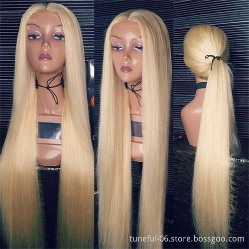 wholesale mink brazilian hair vendor 613 transparent lace wig blonde lace front human hair wig raw virgin cuticle aligned hair